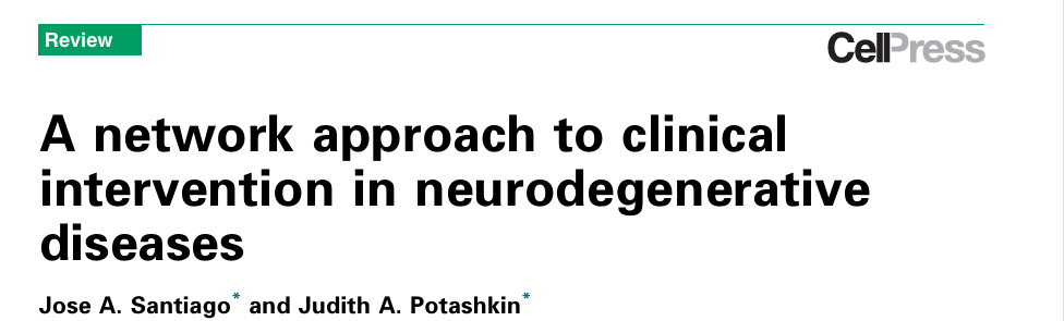 Article title and authors for A network approach to clinical intervention in neurodegenerative diseases